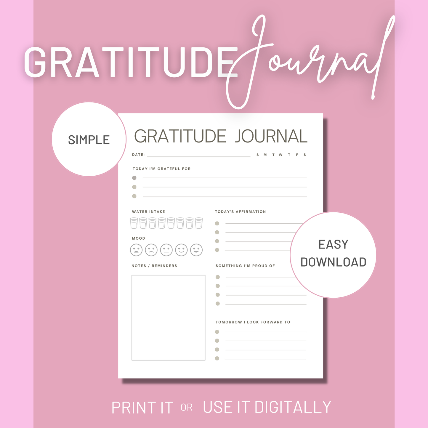 Gratitude Journal Worksheet