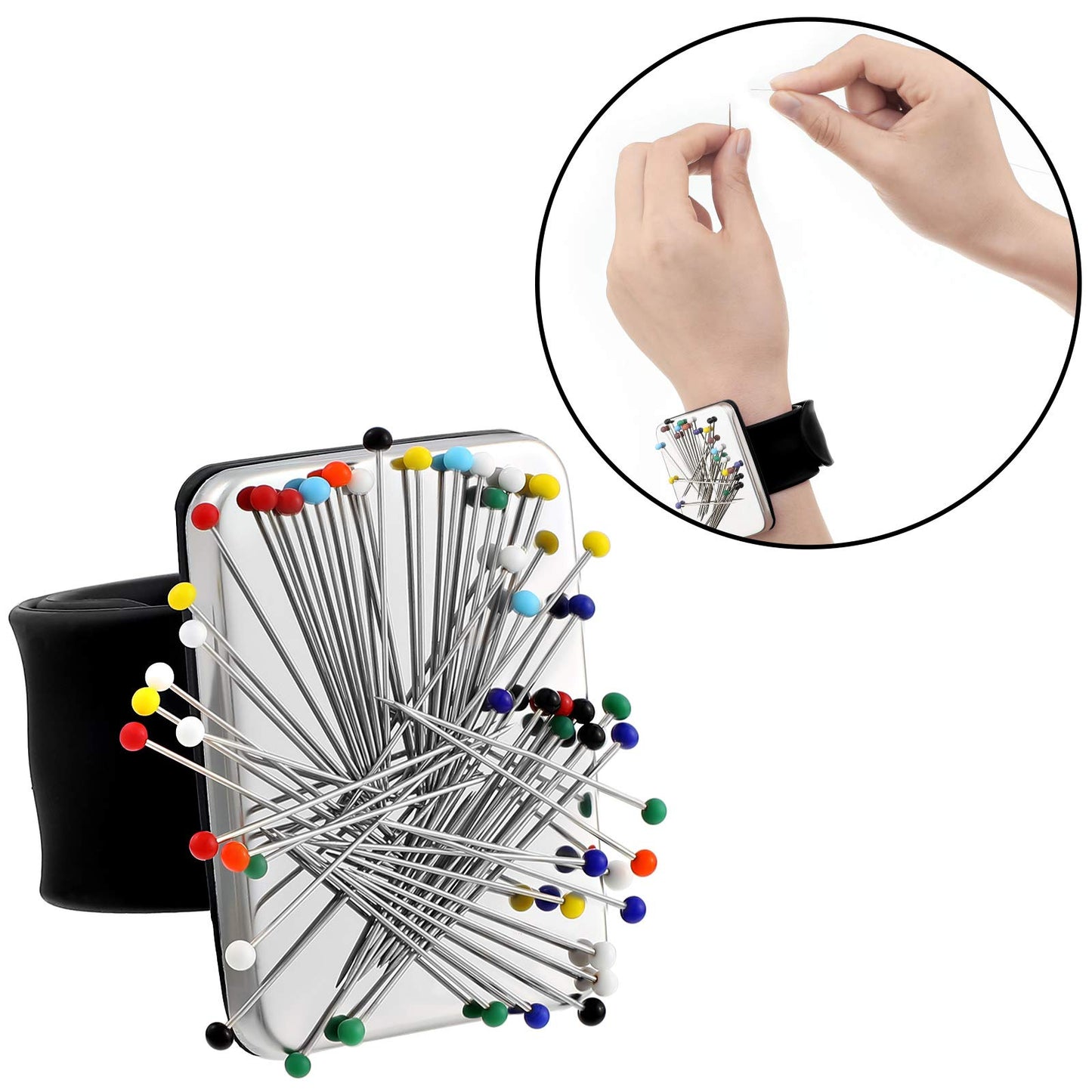 Magnetic Wrist Sewing Pincushion with Pins